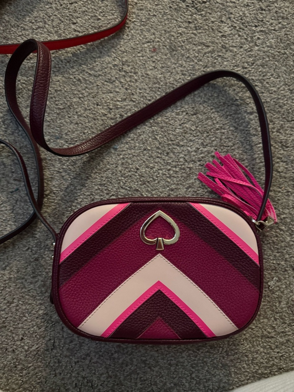 kate spade chevron crossbody in magenta, hot pink and light pink